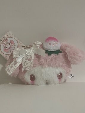 Sanrio My Melody White Strawberry Teatime Mascot Plush Mirror Keychain